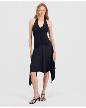 BarIII Ruched Halter-neck Dress - Blue