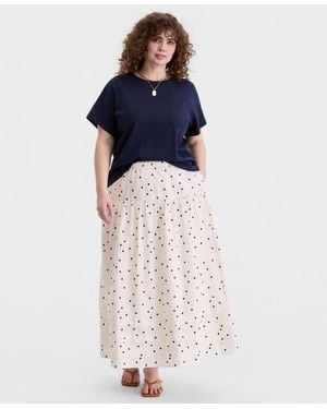 On 34th Trendy Plus Size Dot Print Maxi Skirt - Blue