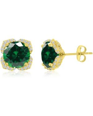 Macy's 14k Gold-plated Tanzanite Flower Drop Earrings - Green