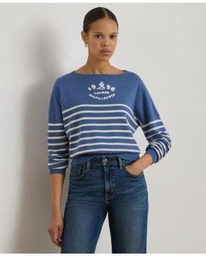 Ralph Lauren Boat Neck Long Sleeve Sweater - Blue