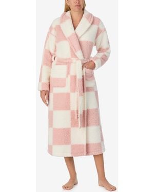 Sanctuary Ultra-cozy Belted Check Wrap Short Robe - Pink