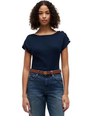 Tommy Hilfiger Cap-sleeve Boat Neck T-shirt - Blue