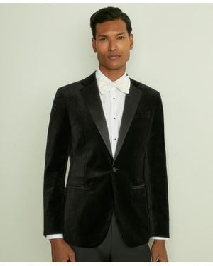 Reiss Velvet Single-breasted Tailored Fit Blazer - Black