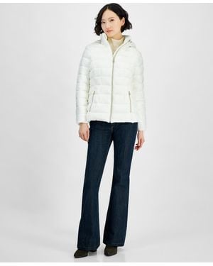Michael Kors Michael Hooded Zip Packable Puffer Coat - White