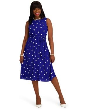 Kasper Crewneck Sleeveless Dress - Blue