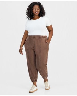 And Now This Trendy Plus Size French Terry Balloon jogger Pants - White