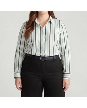 UNIVERSAL STANDARD Plus Size Elbe Stretch Poplin Shirt Classic Fit - Gray