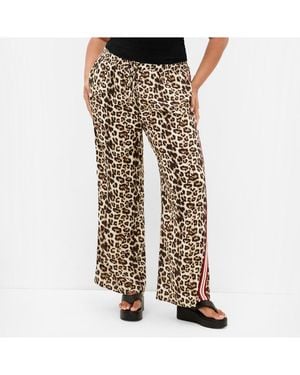 City Chic Animal Print Side Stripe Pant - Natural
