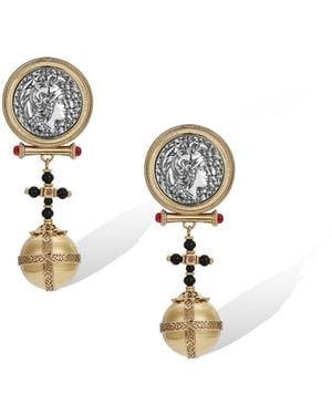 Retro Chic Globus Cruciger Coin Earrings - White