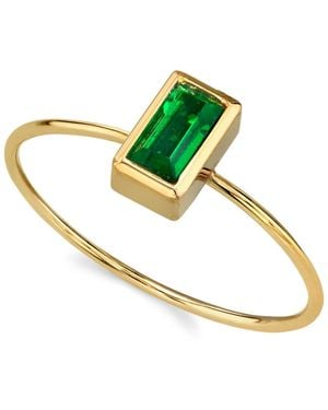 2028 14k Gold-tone Rectangle Crystal Ring - Green