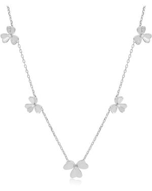 The Lovery Clover Petal Cz Station Necklace - Metallic