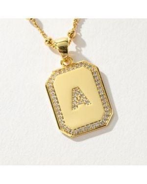 UNCOMMON JAMES 14k Lated Cubic Zirconia Sur 2.0 Initial Necklace - Metallic