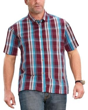 Kingsize Big & Tall Short-sleeve Plaid Shirt - Blue