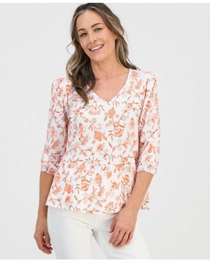 Style & Co. Petite V-neck Paisley-print Blouse - Multicolor