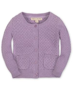 Hope & Henry Girls Organic Long Sleeve Textured Cardigan Sweater - Purple