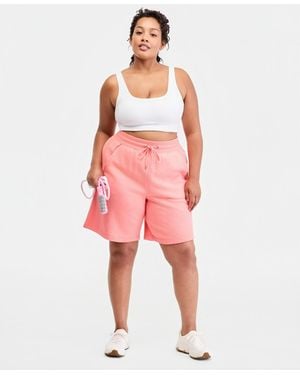 ID Ideology Plus Size Cotton-blend Pull-on Bermuda Shorts - Red