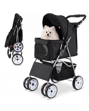 Cozito 4 Wheel Pet Stroller For Small Dogs And Cats Up To 33 Lbs - Black