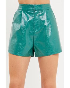 Grey Lab Endless Rose High-waisted Faux Leather Shorts - Blue