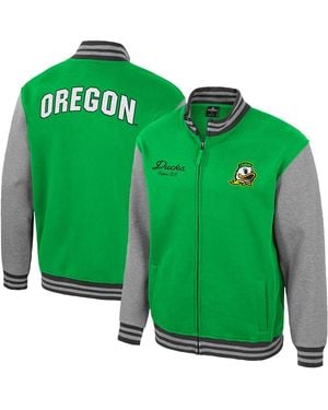 Colosseum Athletics Miami Hurricanes Ambi-turner Full-zip Varsity Jacket - Green
