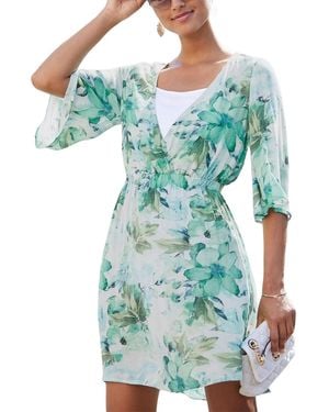 Lascana Floral Layered Look Dress - Blue
