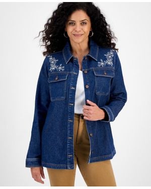 Style & Co. Embroidery Denim Jacket - Blue