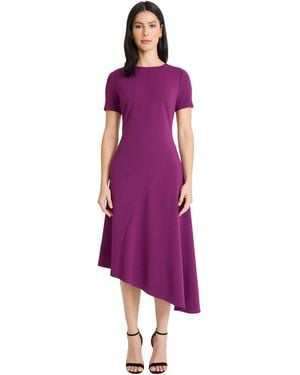 Maggy London Asymmetrical Short Sleeves Midi Dress - Purple