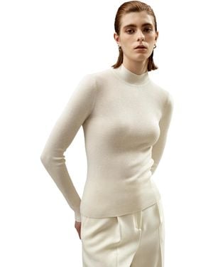 LILYSILK Essential Cashmere Blend Sweater Top - Natural