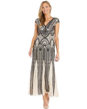 R & M Richards Sequin-design Cap-sleeve Gown - Multicolor