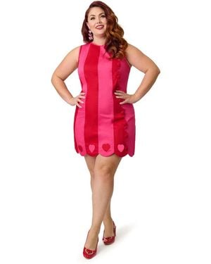 Smak Parlour Plus Size Stripe Scallop Mini Dress - Red