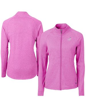 Cutter & Buck Heather Los Angeles Dodgers Raglan Adapt Eco Knit Heather Full-zip Jacket - Pink