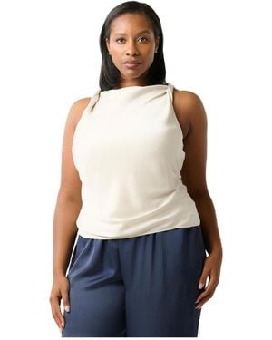 Estelle Plus Size Tahni Cowl Neck Satin Tank Top - Blue