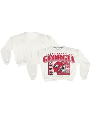 Pressbox Georgia Bulldogs Oversized Janice Retro Waist-length Sweatshirt - White