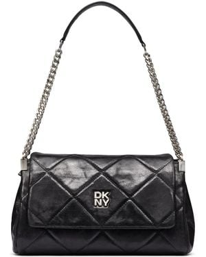 DKNY Soho Small Faux Leather Magnetic Flap Shoulder Handbag - Black