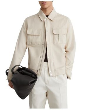 Reiss Americas Lyocell-cotton Twill Regular-fit Bomber Jacket - Natural
