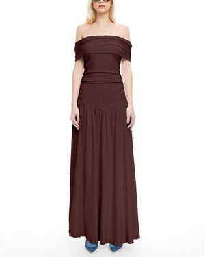 Lioness Field Of Dreams Off-the-shoulder Maxi Dress - Purple