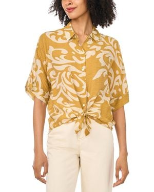 SAM & JESS Collared Short-sleeve Top - Metallic