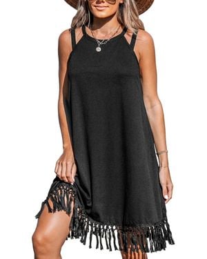 CUPSHE Boho Breeze Tassel Cover Up Dress - Black