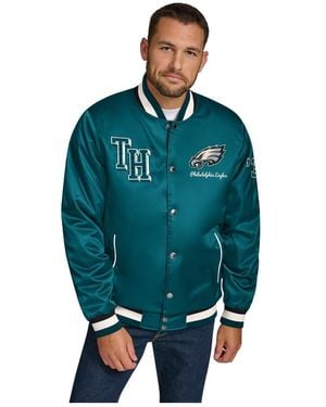 Tommy Hilfiger Midnight Green Philadelphia Eagles Dante Full-snap Satin Jacket