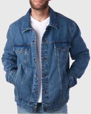 Alpine Swiss Derek Classic Jacket Casual Button Up Jean Trucker Coat - Blue