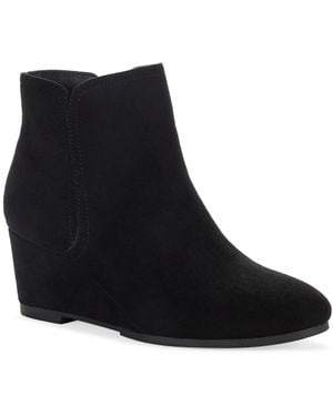 Style & Co. Portiaa Round Toe Wedge Dress Booties - Black