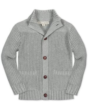 Hope & Henry Boys Organic Long Sleeve Mock Neck Cardigan - Gray