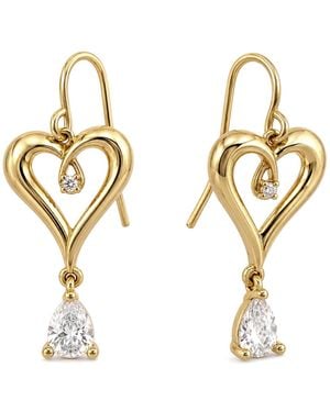 And Now This Cubic Zirconia -tone Heart Drop Earrings - Metallic