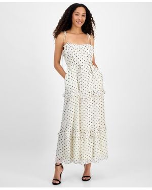 Julia Jordan Tie-strap Ruffle-tier Maxi Dress - White