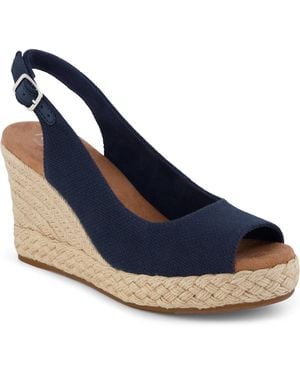 TOMS Camilla Peep Toe Wedge Sandals - Blue