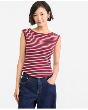 On 34th Stripe Boat-neck Tank - Red