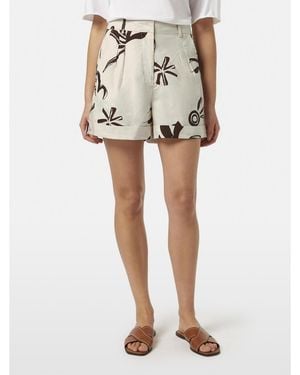 Scotch & Soda Scotch And Soda High Rise Linen Printed Shorts - Natural