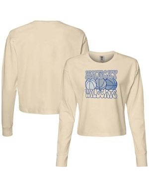 Image One Kentucky Wildcats Comfort Colors Basketball Cropped Long Sleeve T-shirt - White
