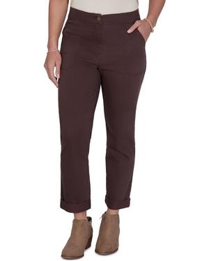 Ruby Rd. Petite Enzyme Wash Straight-leg Cropped Pants - Brown