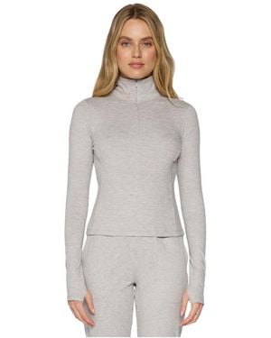 G Lifestyle Clothing G Lifestyle Soft 1/4 Zip Long Sleeve Top - Gray