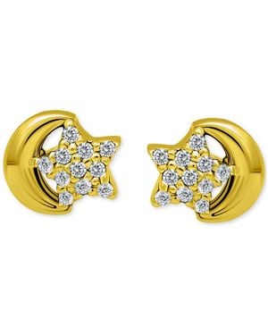 Giani Bernini Pave Star & Moon Stud Earrings - Metallic